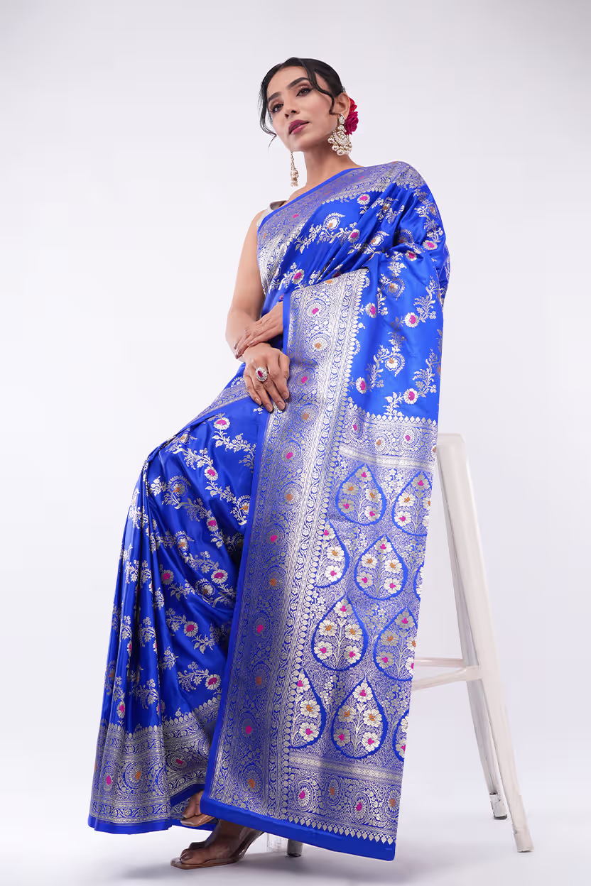 Neel Jaal Zari Saree