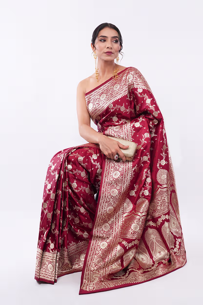 Raktambara Zari Jaal Saree