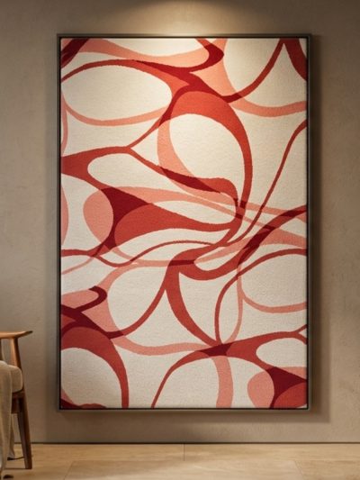 Crimson Flow Abstract Rug