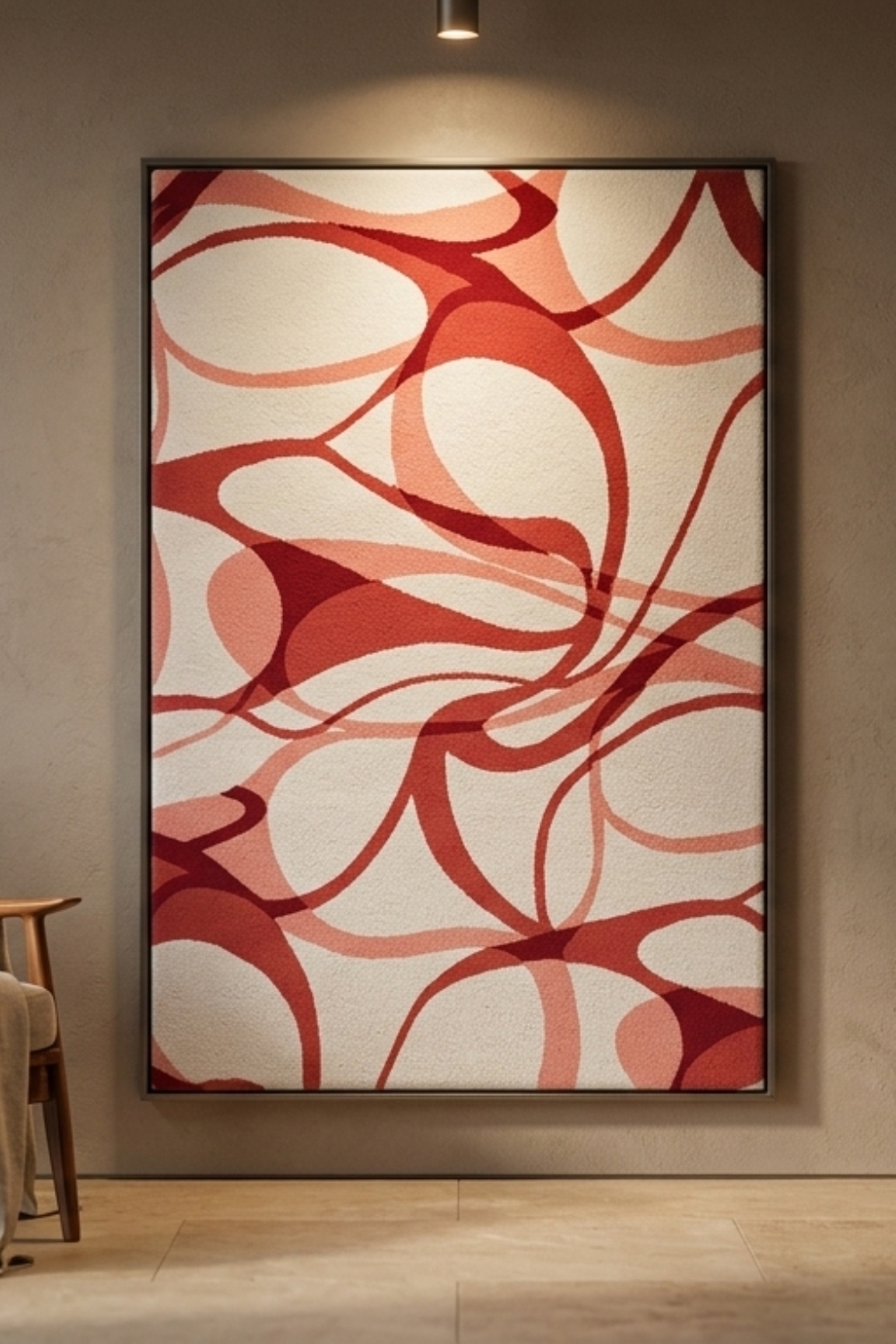 Crimson Flow Abstract Rug
