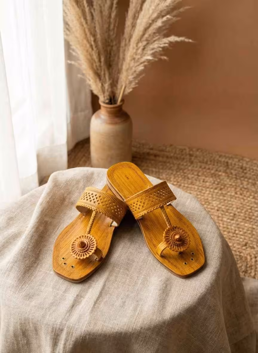 Mustard Noor Kolhapuri Chappals | Festive Edition