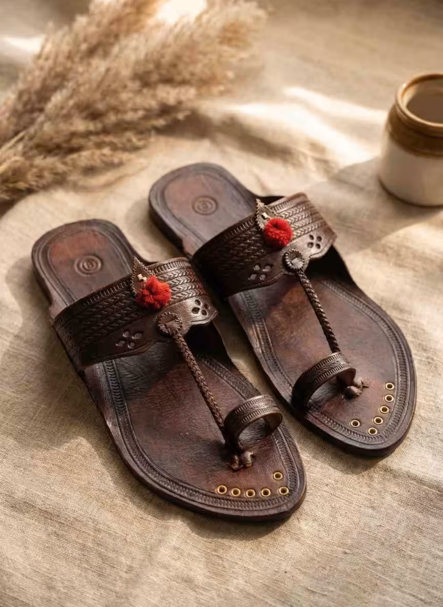 Crimson Knot Kolhapuri Chappals | Heritage Edition