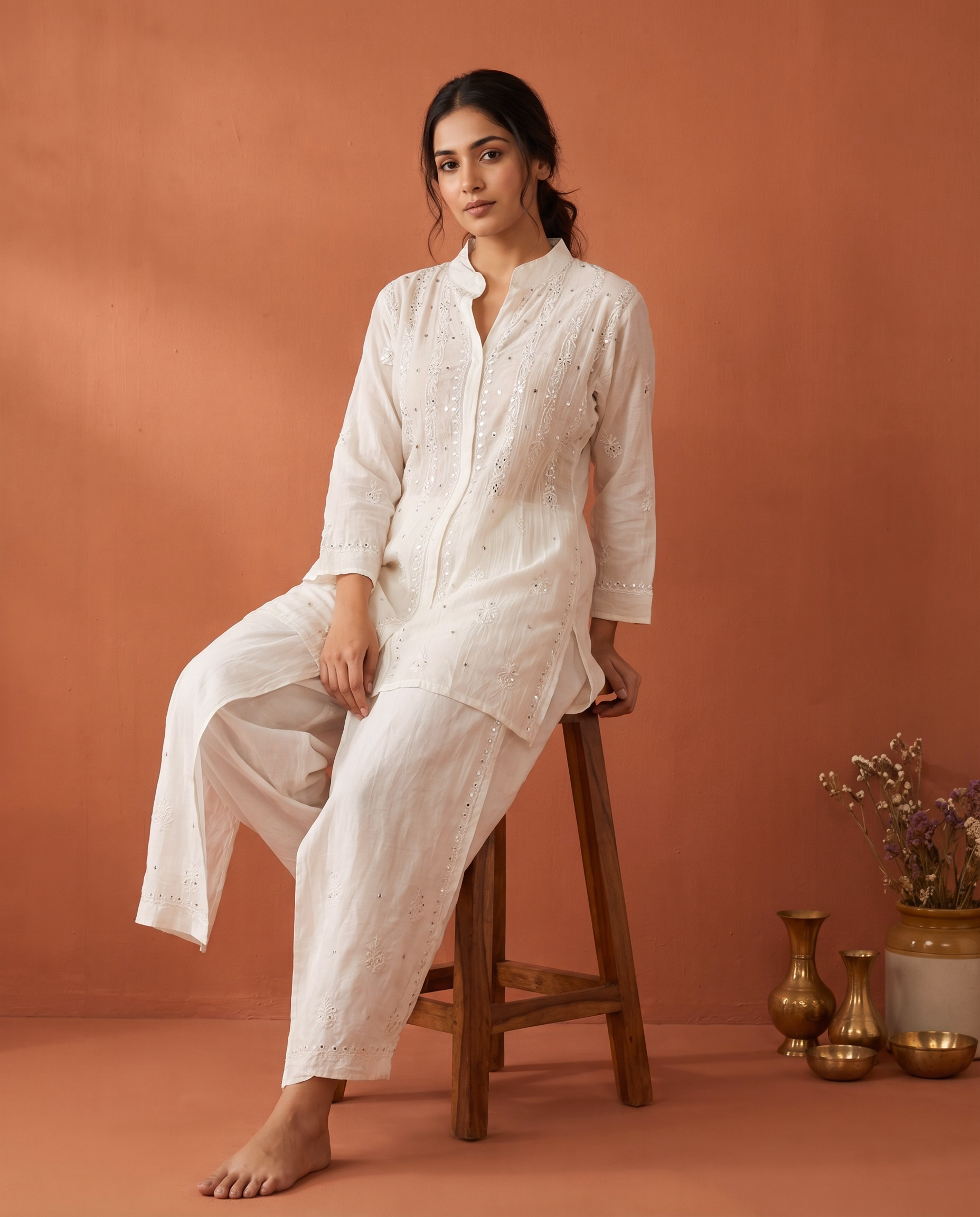 Ivory Noor Chikankari Mukaish Co-ord Set