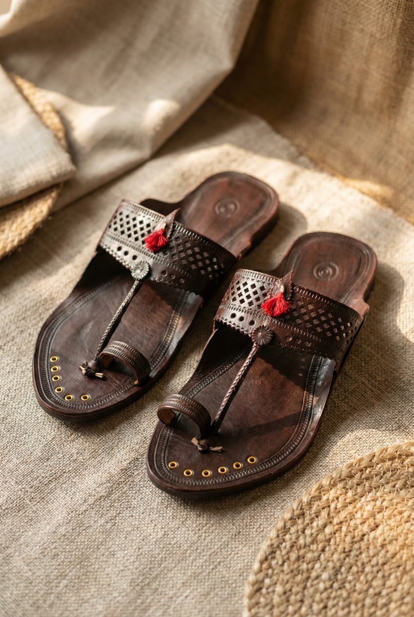 Ember Tassel Kolhapuri Chappals | Heritage Edition - Image 3