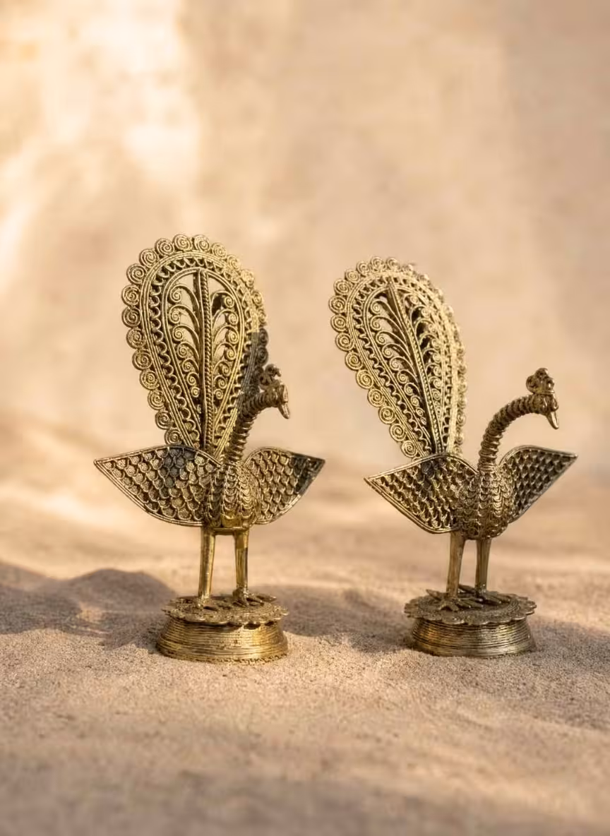 Mayur Shobha Dhokra Peacock Figurine