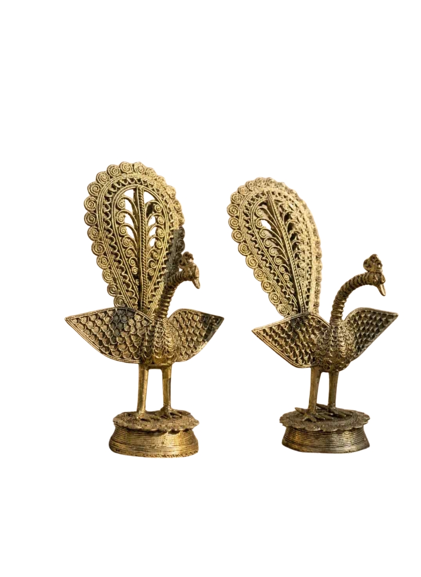 Mayur Shobha Dhokra Peacock Figurine - Image 2