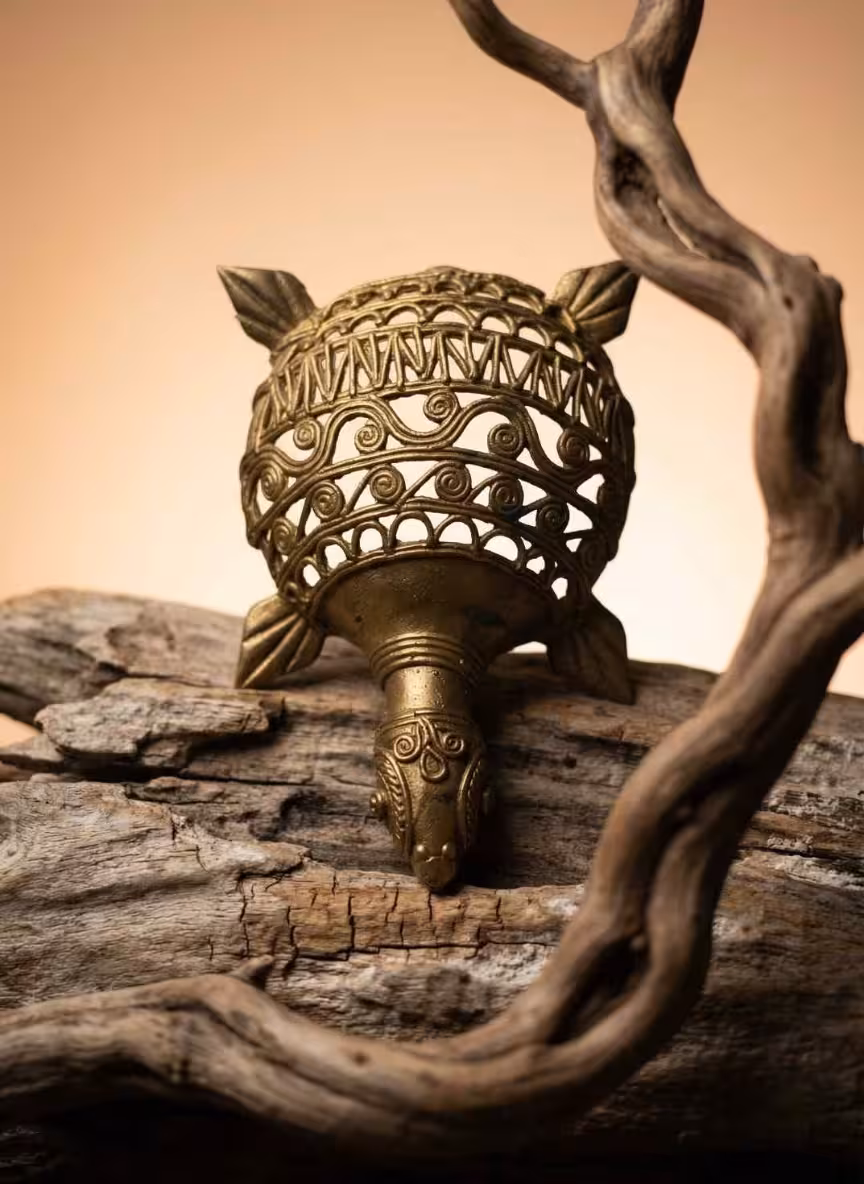 Dhokra Jali Tortoise Figurine