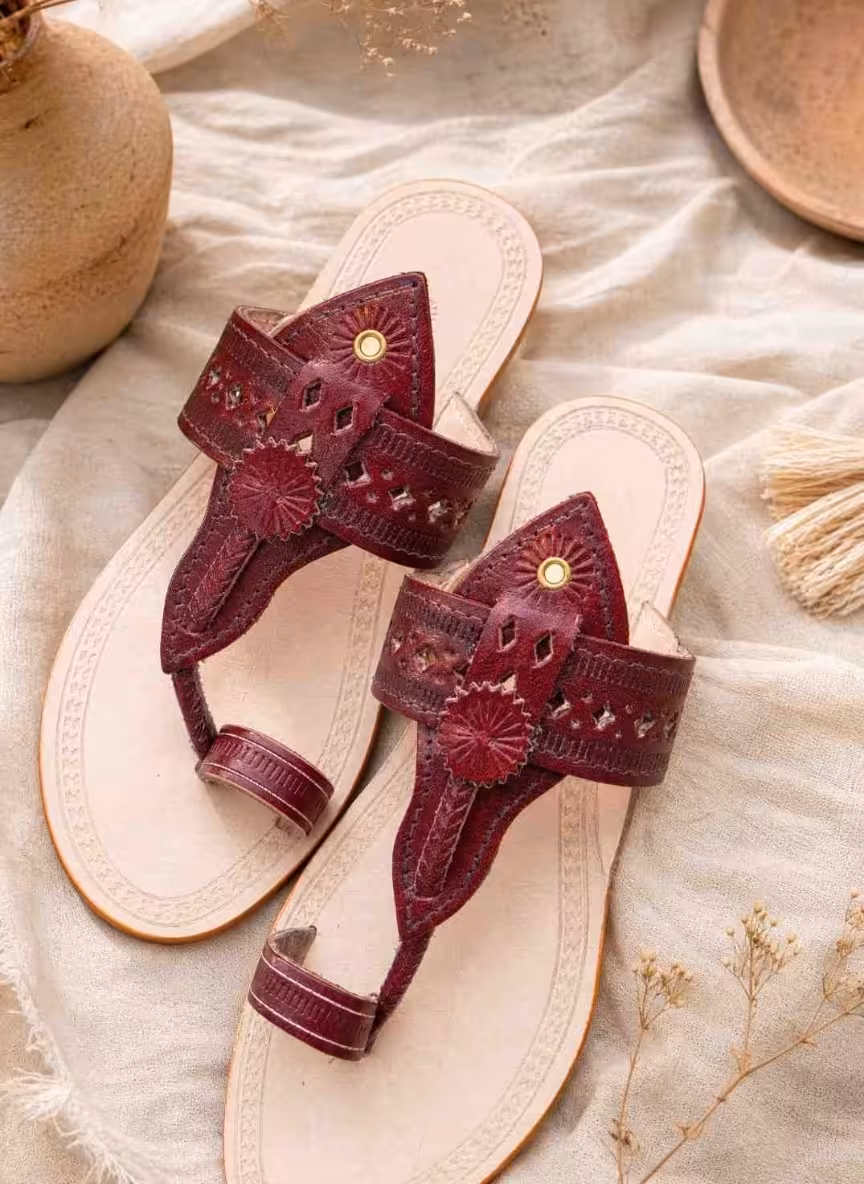 Ruby Cutwork Kolhapuri Chappals | Artisan Edition Women's - Image 3