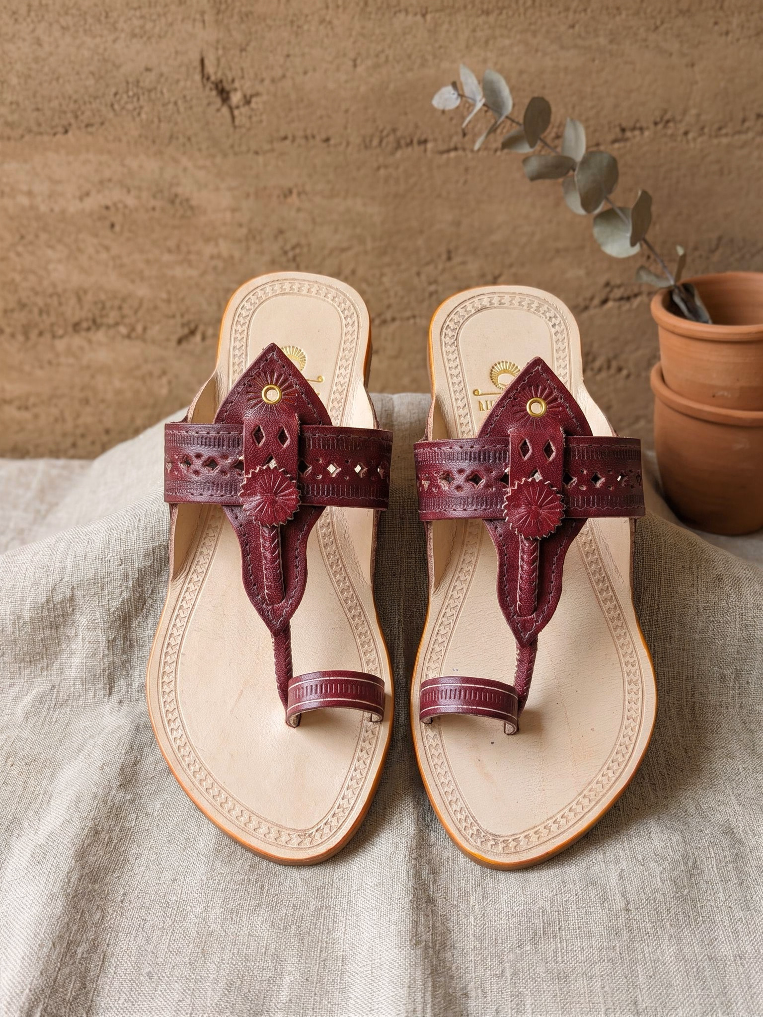 Ruby Cutwork Kolhapuri Chappals | Artisan Edition Women's